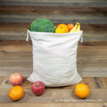 Wholesale Reusable 100% Natural Cotton Biodegradable Food Safe Produce Muslin Drawstrings Bags for Shopping Storage